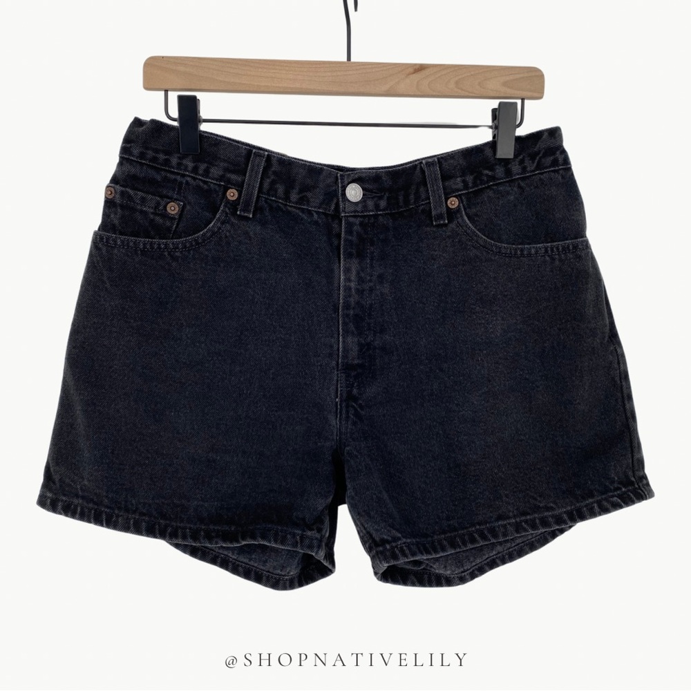 Levi's Black Jean Shorts Raw Hem Relaxed Fit